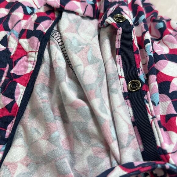 Pink and White 3/4 Sleeve Button Down Shirt with Notched Collar - Picture 8 of 8